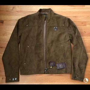 Alessandro Leone Italian brown suede jacket large